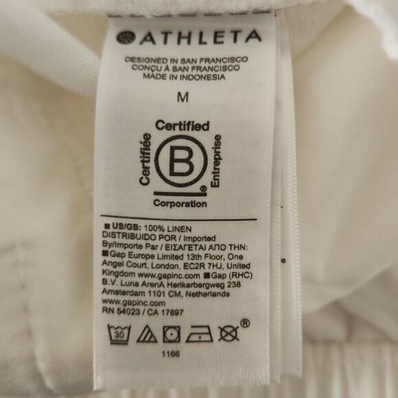 Athleta Retreat Linen High Rise Wide Leg Pant, White, Size M Regular, S/658547 - Picture 7 of 10